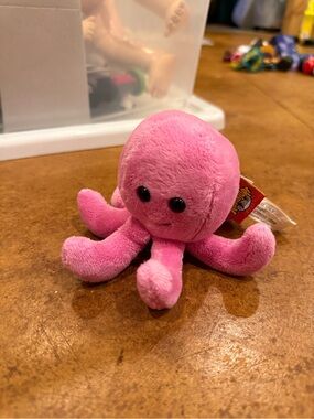 3.5" Mighty Mights, Plush Stuffed Pink Octopus by The Dreidel Company